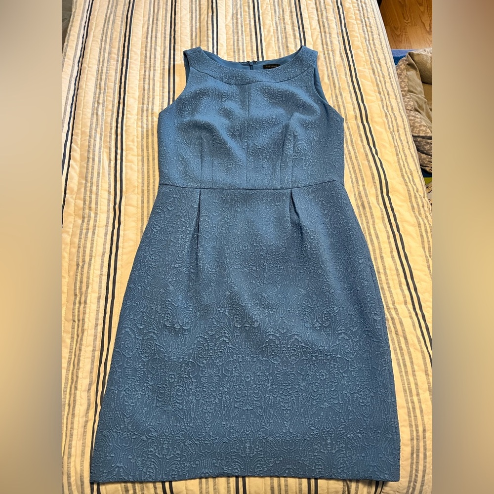 Ann Taylor Textured Blue Midi Dress